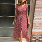 Scarlett - Vestido midi con botones y estampado floral