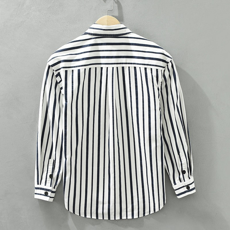 Camisa casual para hombre de algodón a rayas estilo relajado - Damián