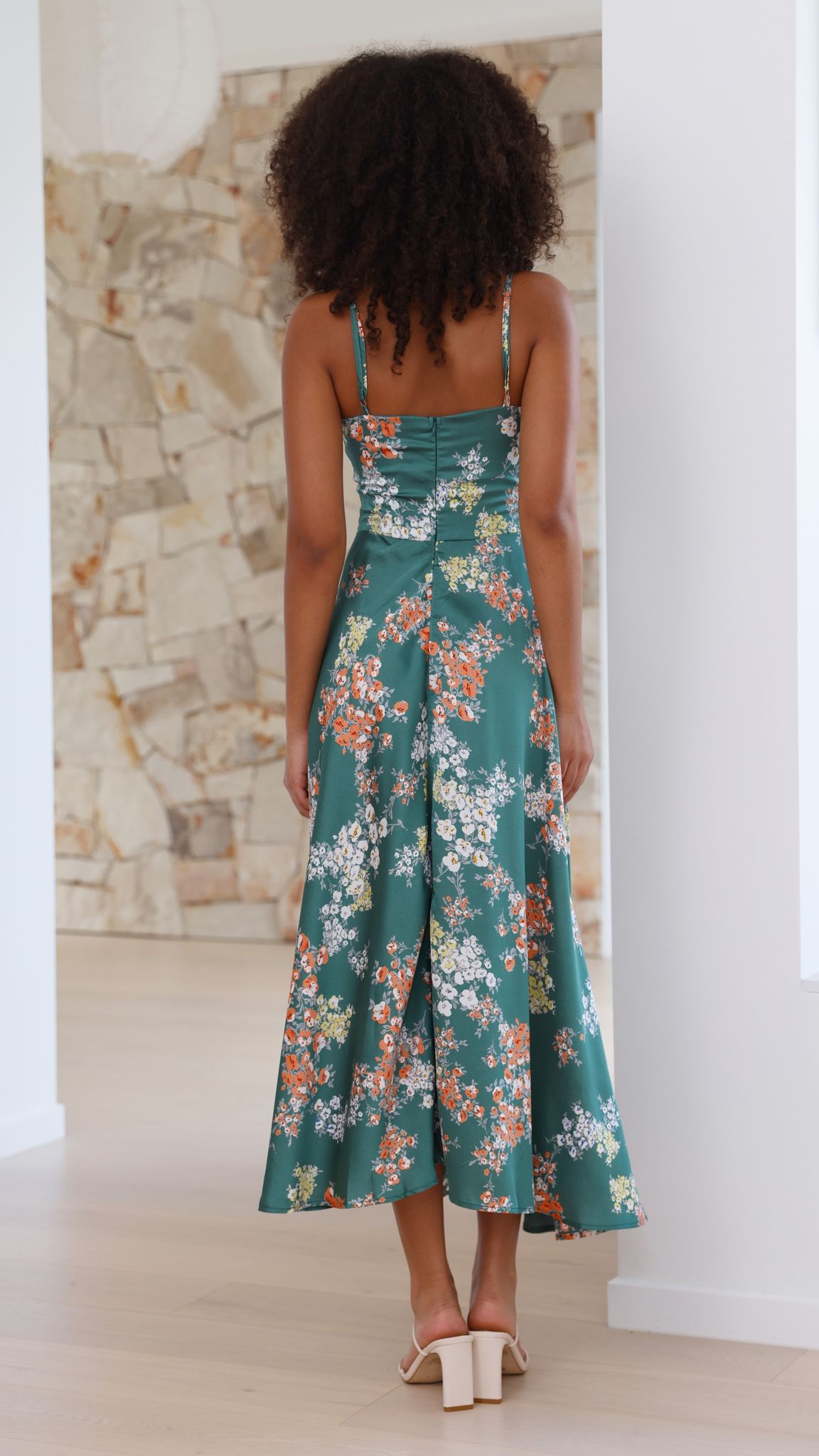 Vestido midi floral con escote anudado para mujer - Loisa
