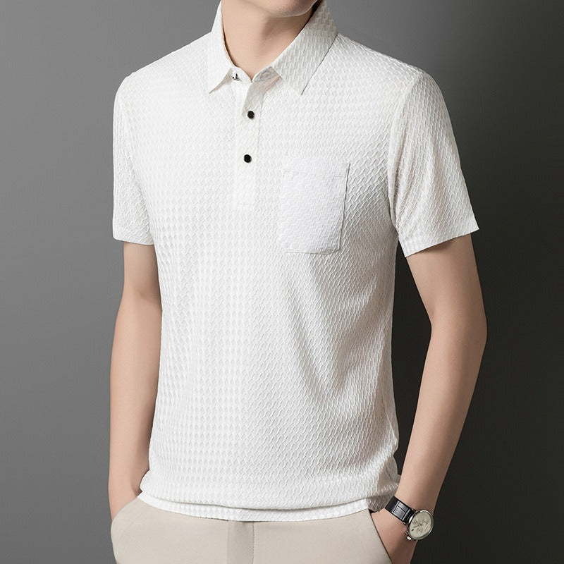 Polo para hombre de tejido geométrico con bolsillo frontal - Marcelo