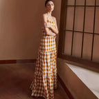 Daphne - Vestido casual atado a cuadros sin espalda