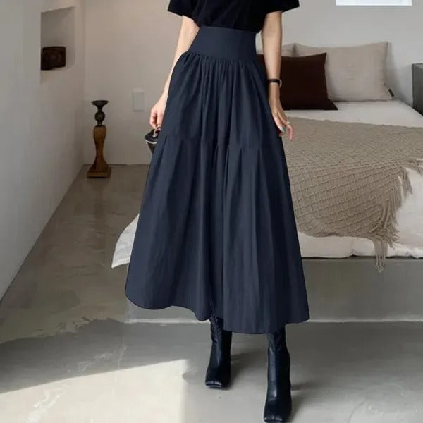 Falda larga para mujer cintura elástica estilo plisado amplio - Mireya