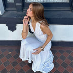Vestido largo mujer escote cruzado estampado de lunares - Helena