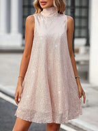 Vestido para mujer con lentejuelas y cuello alto - Lareine