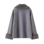 Abrigo tipo capa de lana con cuello envolvente para mujer - Potter
