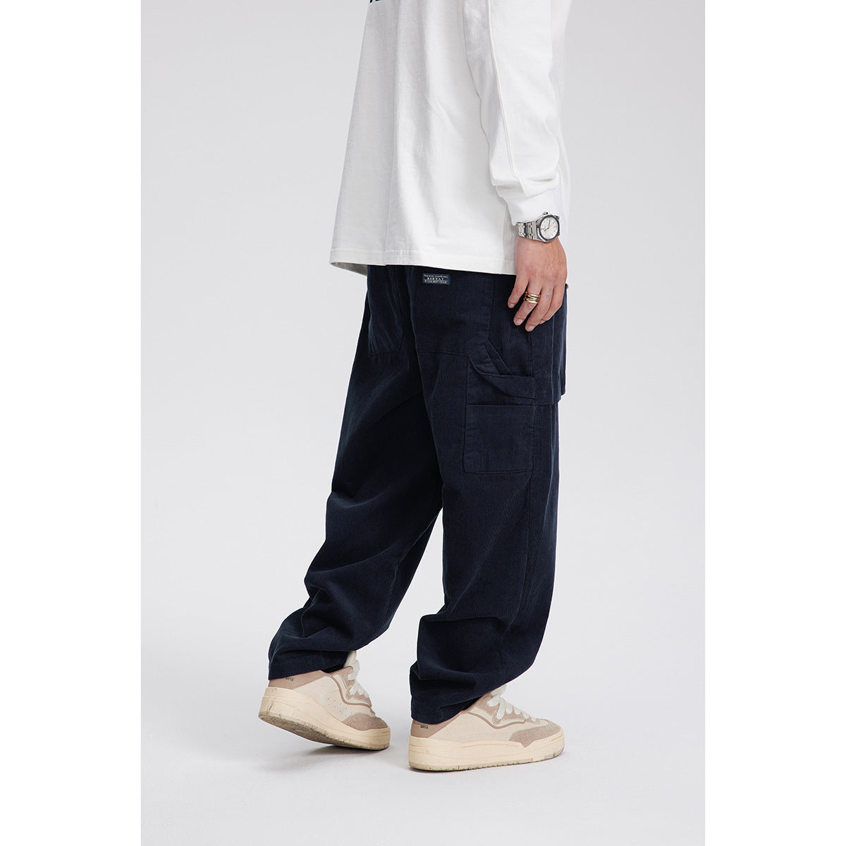 John - Pantalones casual de pana retro rectos para hombre