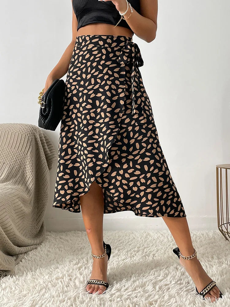 Falda envolvente mujer estilo boho estampado asimétrico verano - Isadora
