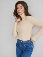 Jersey de punto de cuello alto para mujer de manga larga - Inga