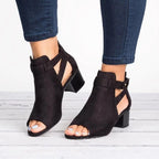 Botines para mujer ante sintético de abertura frontal con tacón bloque - Mireia