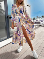 Yenifer - Vestido abstracto con escote envolvente