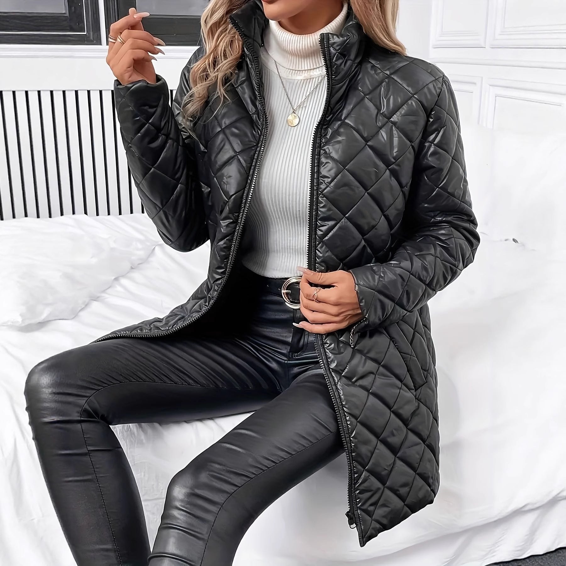 Abrigo acolchado para mujer efecto piel - Simone