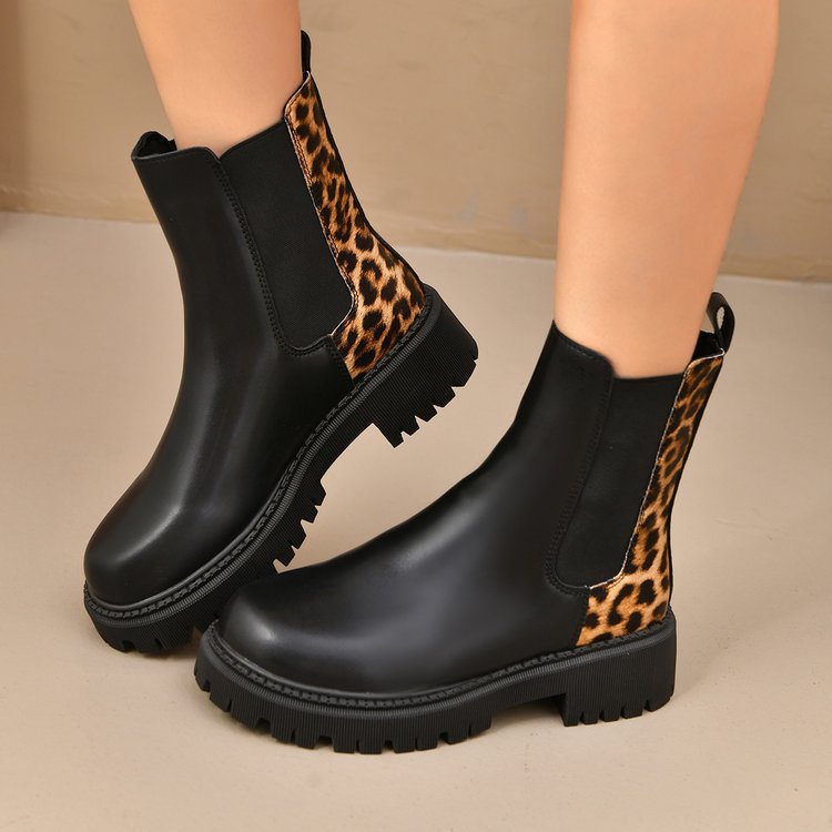 Botas de caña media para mujer suela gruesa efecto combinado - Elvira