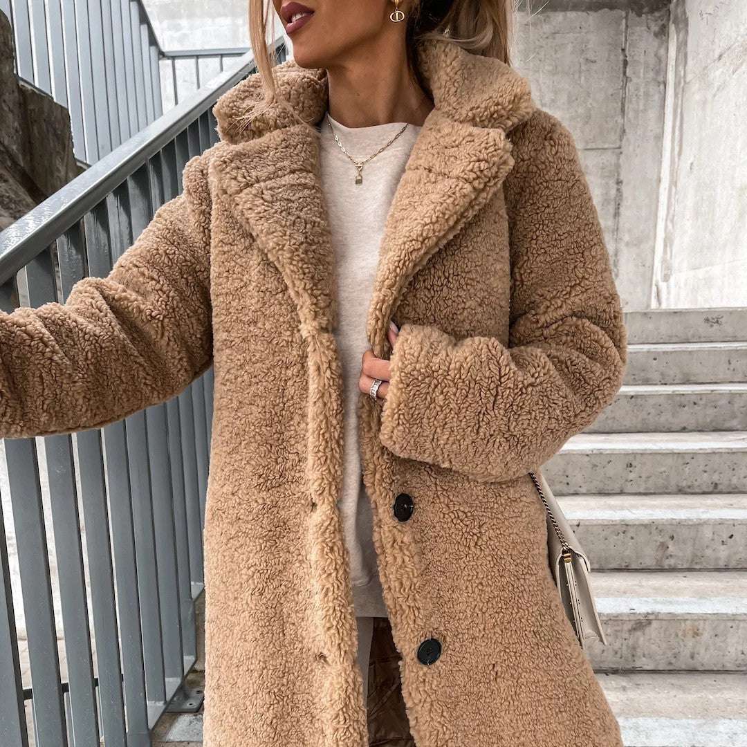 Chaqueta de felpa solapa clásica para mujer - Noly