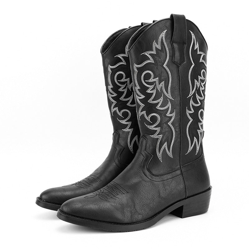 Botas altas bordadas para hombre estilo retro - Kervon