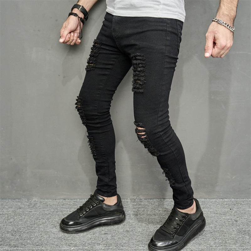 Pantalones vaqueros hombre denim rasgado estilo pitillo - Iván