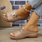 Sandalias para mujer con hebilla metálica estilo slip-on - Elena