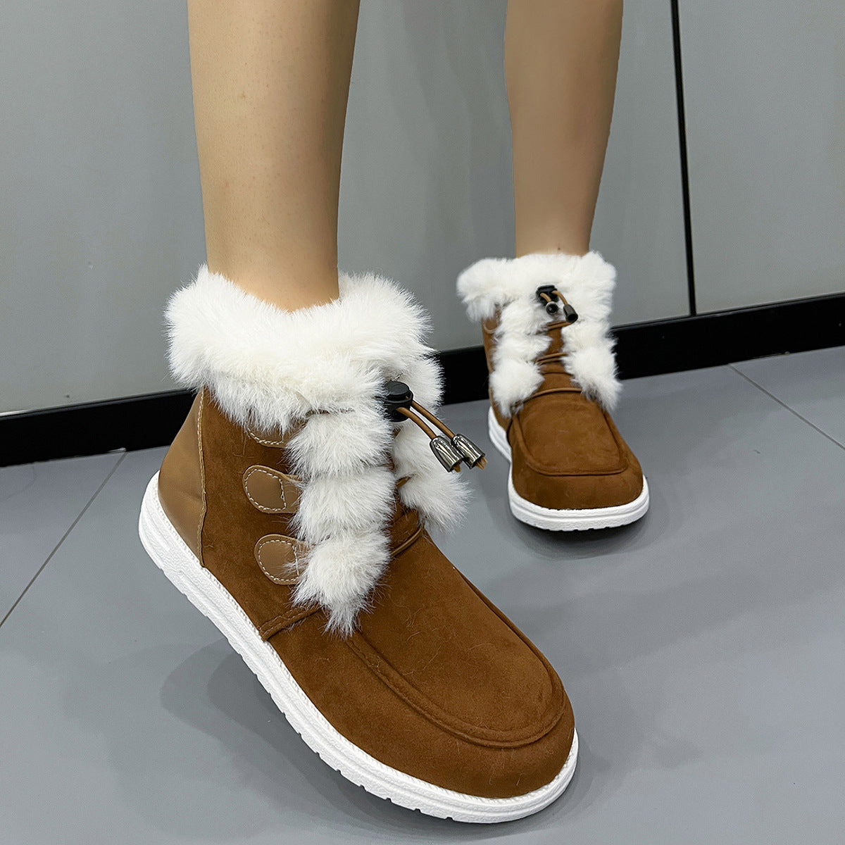 Botines para mujer estilo invernal con acabado afelpado - Yseline