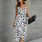 Vestido midi mujer estampado animal corte cruzado - Eliana