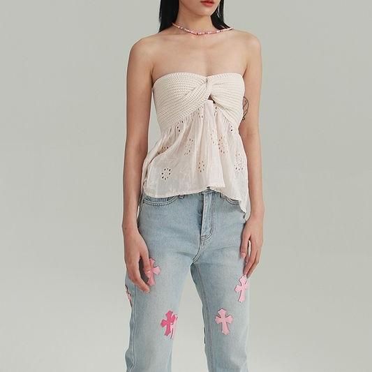 Kayenne - Top de verano chic, sin mangas y cruzado para mujer