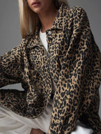 Chaqueta denim con estampado de leopardo - Elarine