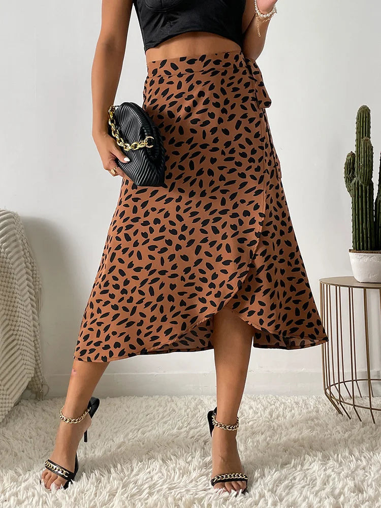 Falda envolvente mujer estilo boho estampado asimétrico verano - Isadora