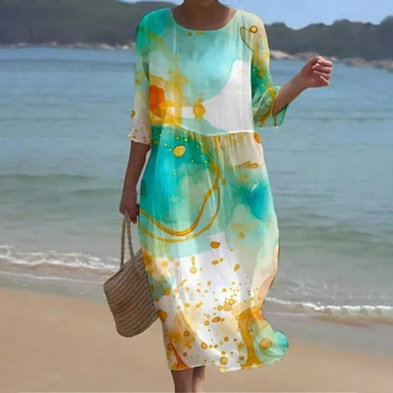 Pia - Elegante vestido floral que cubre el vientre