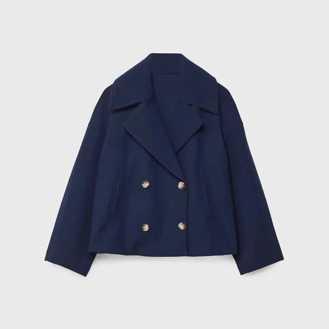Chaqueta corta de lana con doble botonadura para mujer - Heidi