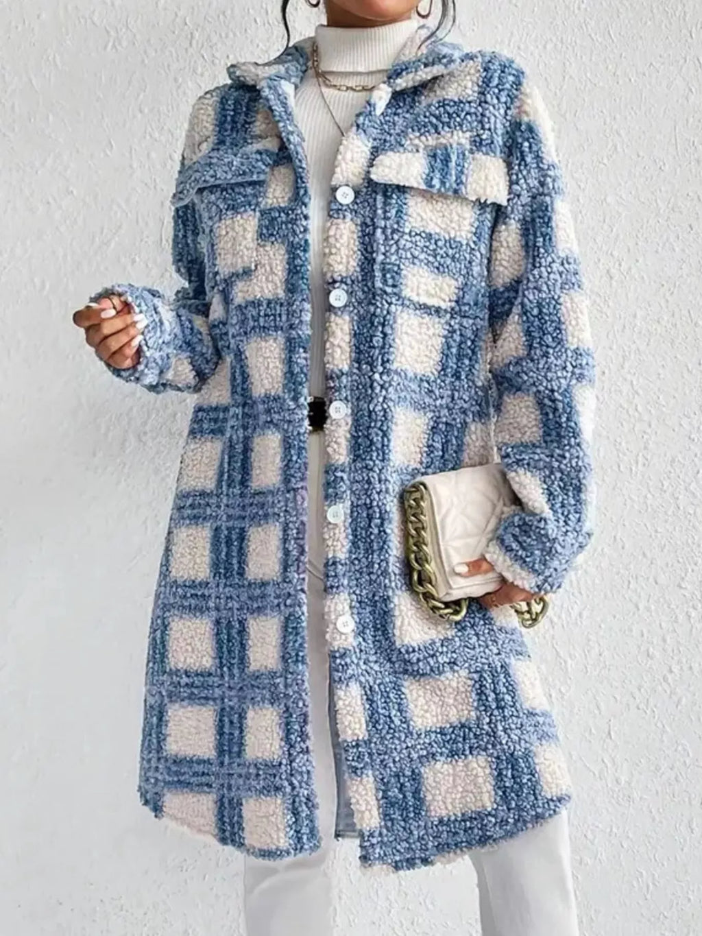 Abrigo largo de tejido boucle con diseño para mujer - Sereane