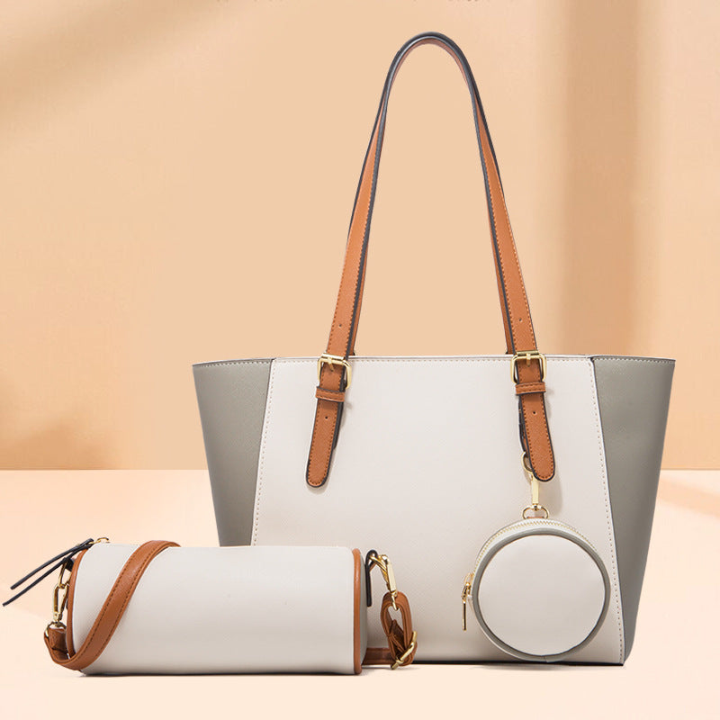 Bolsa tote femenina elegante con diseño bicolor