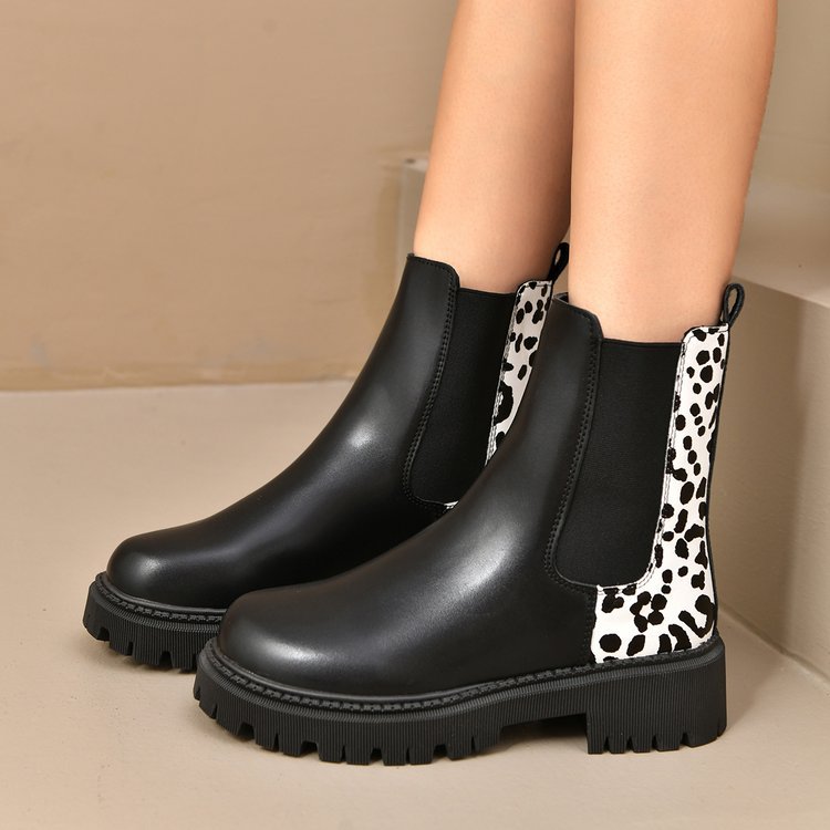 Botas de caña media para mujer suela gruesa efecto combinado - Elvira
