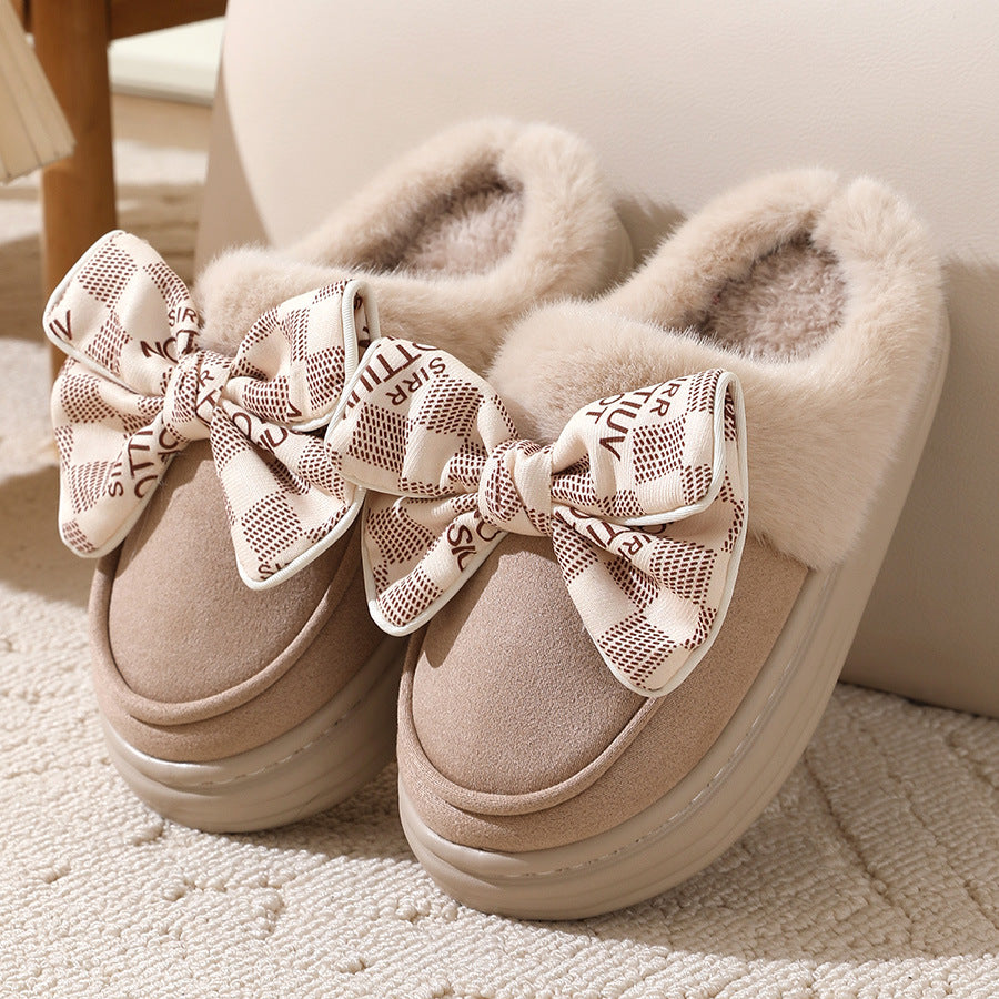 Zapatillas de casa para mujer efecto afelpado con lazo decorativo - Mairene