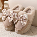 Zapatillas de casa para mujer efecto afelpado con lazo decorativo - Mairene
