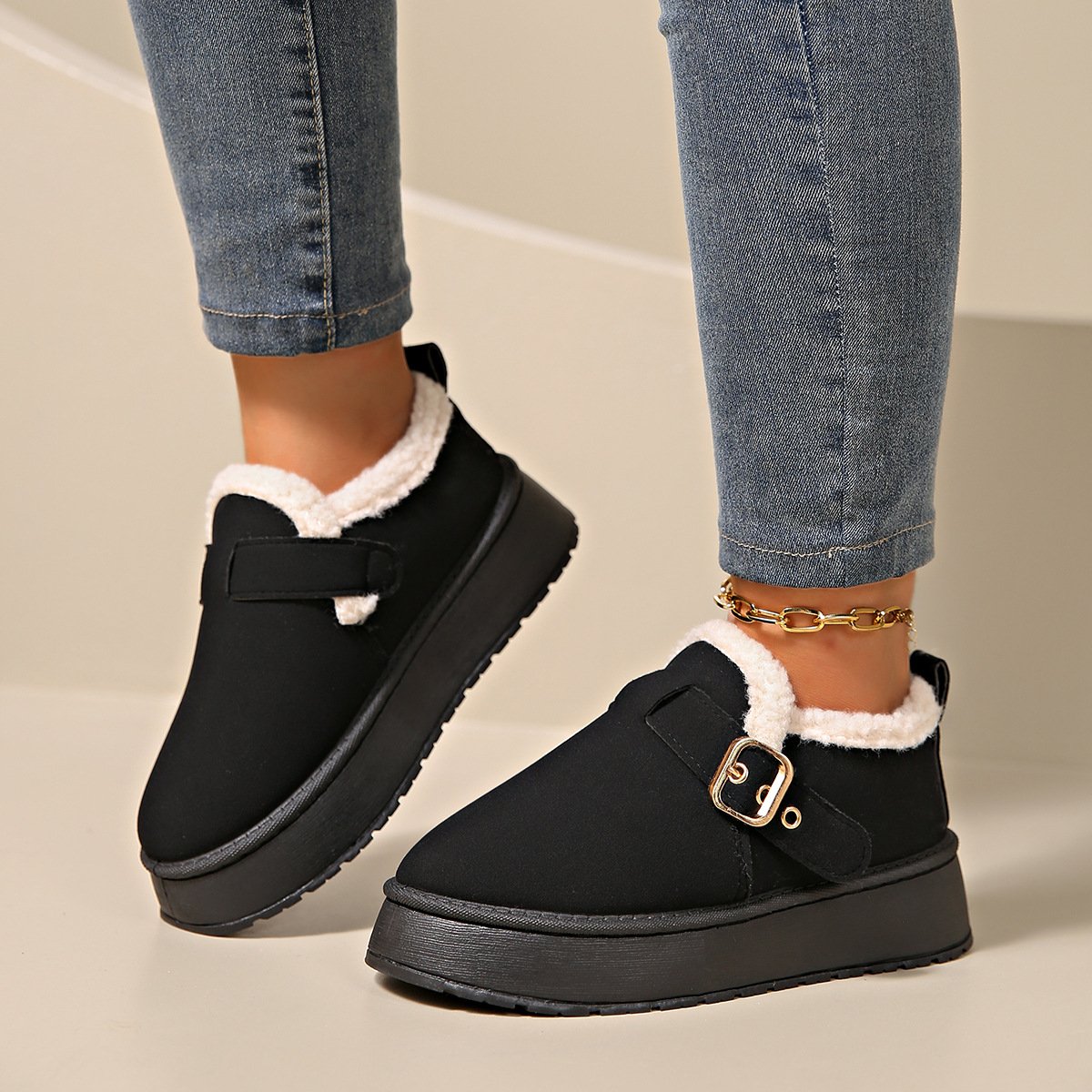 Botines para mujer efecto gamuza con hebilla - Nidia
