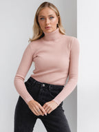 Jersey de punto de cuello alto para mujer de manga larga - Inga