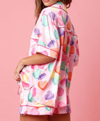 Conjunto de pijama satinado para mujer con camisa y shorts - Varelia