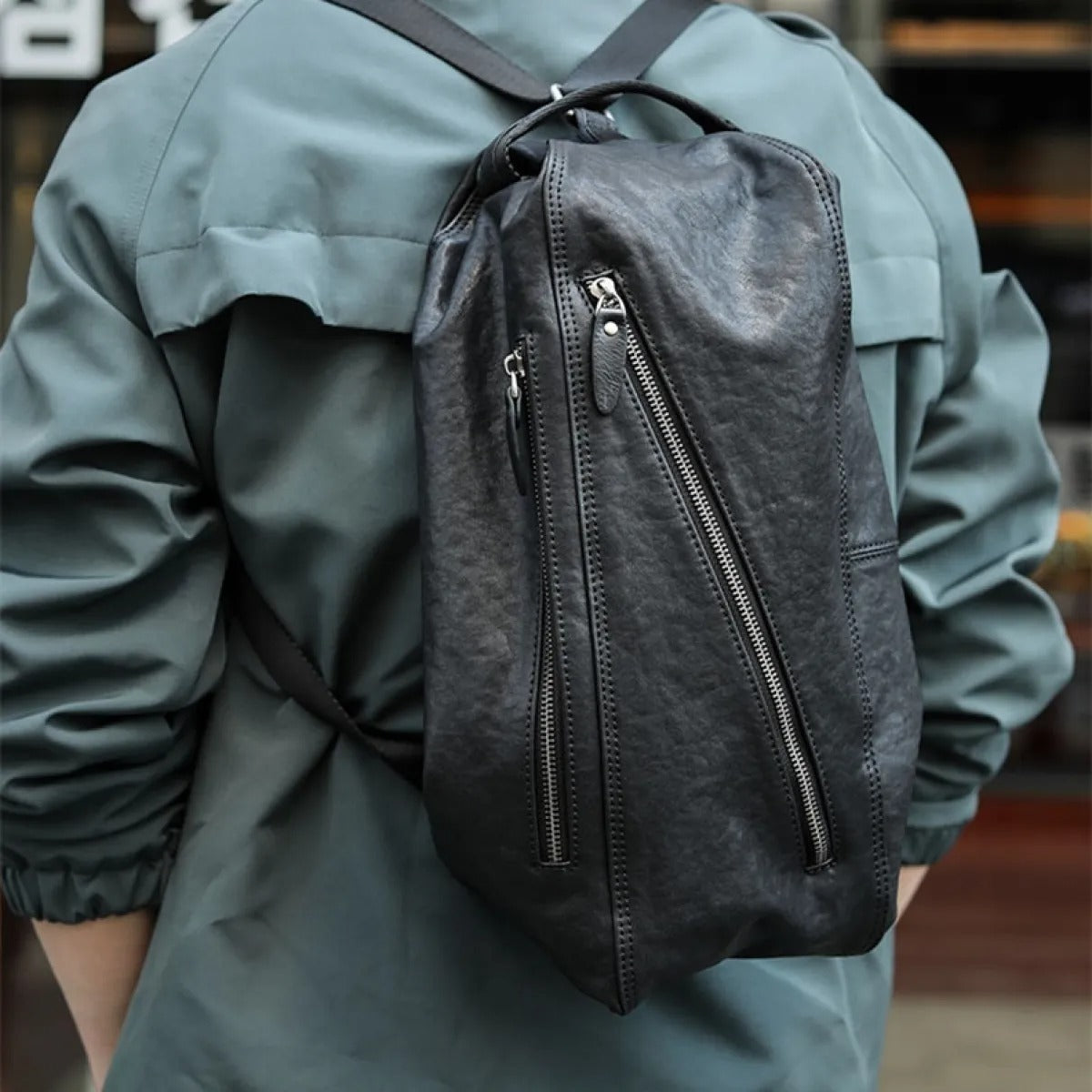 Mochila hombre con cremalleras diagonales estilo urbano - Gael