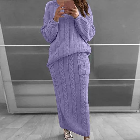 Conjunto de invierno compuesto por jersey de punto y falda - Gina