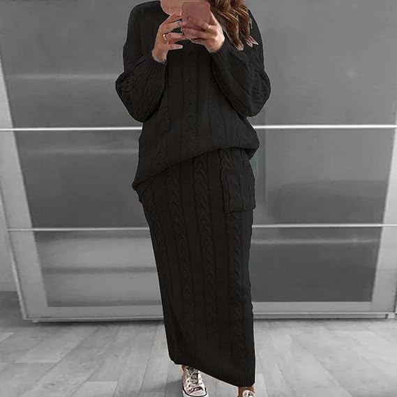 Conjunto de invierno compuesto por jersey de punto y falda - Gina