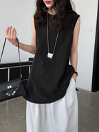 Blusa sin mangas mujer lino tencel estilo minimalista - Cécile