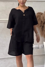 Conjunto de blusa suelta y short tiro alto casual para mujer - Maike