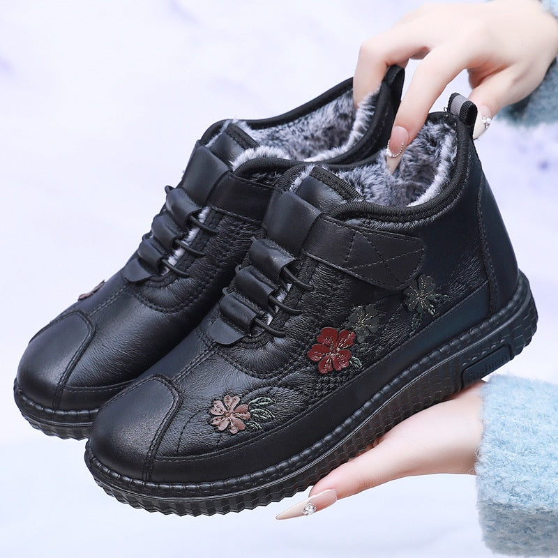 Zapatos ortopédicos acolchados de invierno para mujer diseño bordado - Indigo