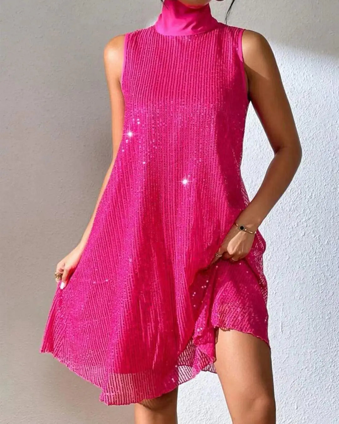 Vestido para mujer con lentejuelas y cuello alto - Lareine