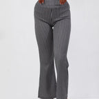 Pantalón acampanado para mujer de tejido elástico con estampado clásico - Renata