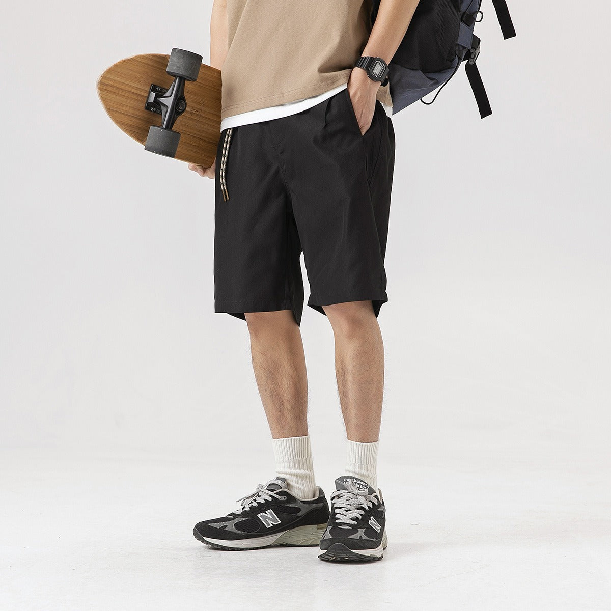 Pantalones cortos para hombre  con diseño minimalista estilo recto casual - Damián