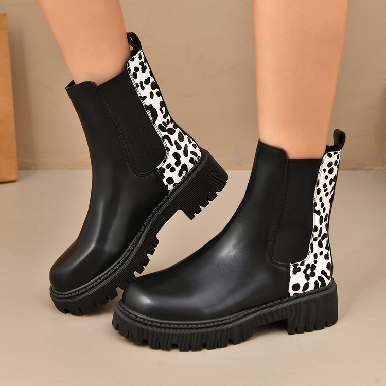 Botas de caña media para mujer suela gruesa efecto combinado - Elvira