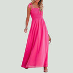 Larada - Vestido maxi vaporoso con un delicado estampado de lunares