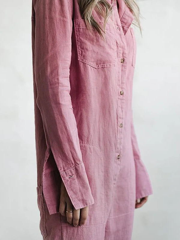 Mono largo de lino con botones para mujer - Lara