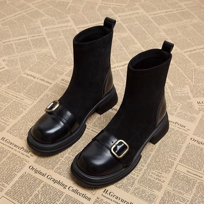 Botas de tobillo para mujer silueta ajustada hebilla decorativa - Rebeca