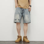 Pantalones cortos hombre denim desgastado estilo recto - Tomás