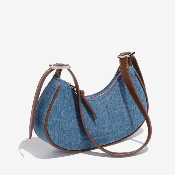 Bolso de hombro para mujer denim con forma media luna - Élodie